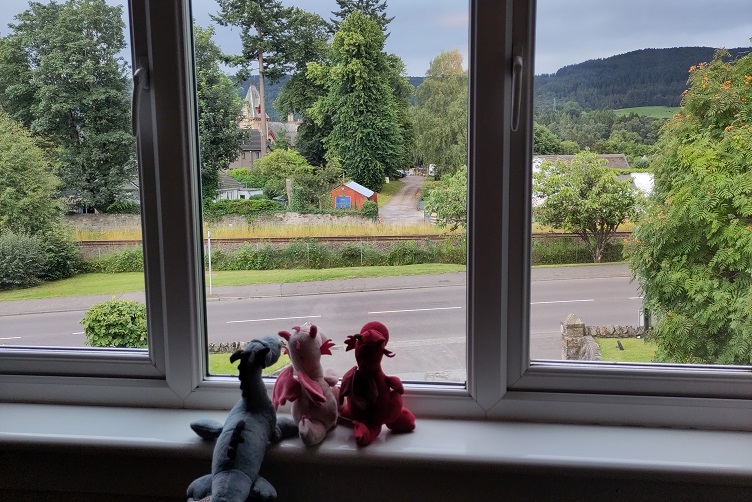 Blick aus dem Fenster in unserem Hotel in Pitlochry