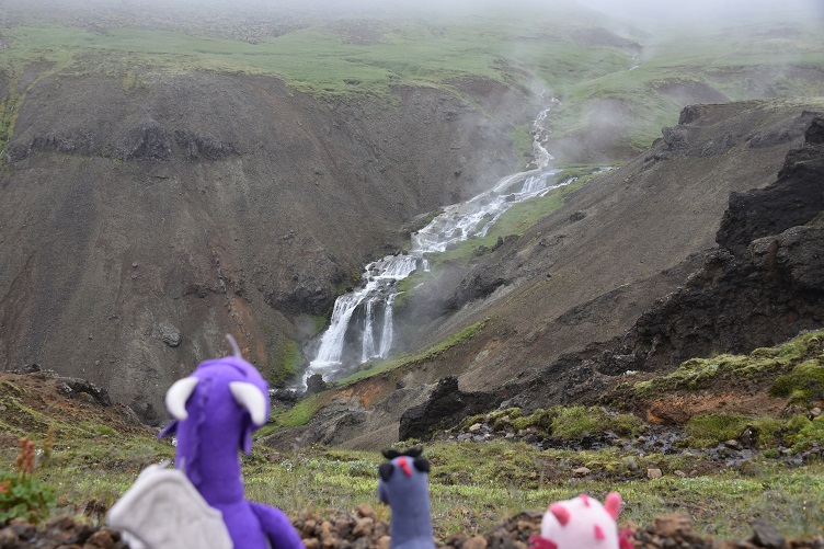 Djupagilsfoss in kaum noch Nebel