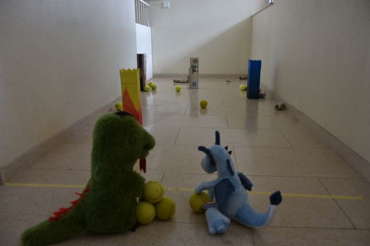 Fauchi und Blubelle beim Klorollenkegeln