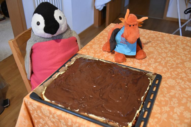 Eldur und Lumi mit der fertigen Donauwelle