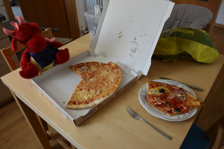 Pizza zum Mittagessen
